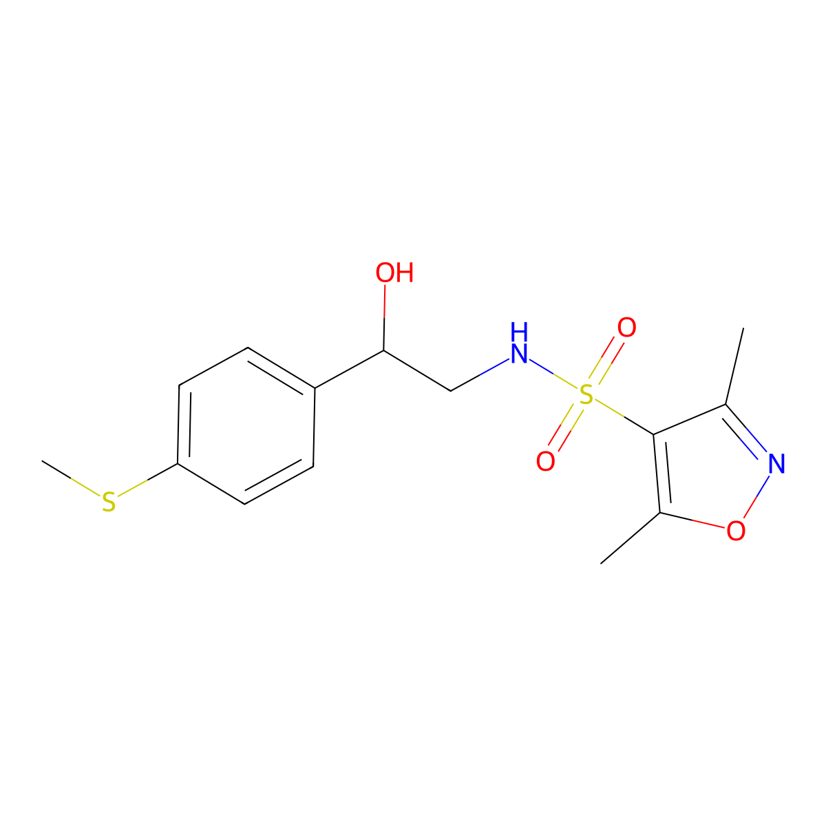 N-(2-hydroxy-2-(4-(methylthio)phenyl)ethyl)-3,5-dimethylisoxazole-4-sulfonamide molecular structure, CAS 1448136-89-7