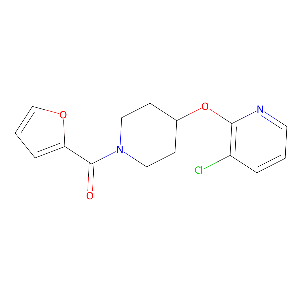 (4-((3-Chloropyridin-2-yl)oxy)piperidin-1-yl)(furan-2-yl)methanone molecular structure, CAS 1448136-92-2