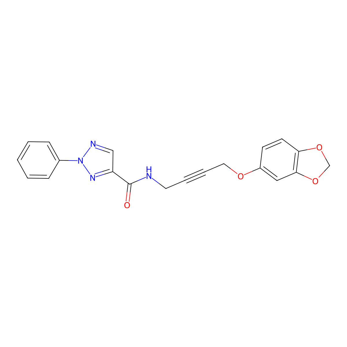 N-(4-(benzo[d][1,3]dioxol-5-yloxy)but-2-yn-1-yl)-2-phenyl-2H-1,2,3-triazole-4-carboxamide molecular structure, CAS 1448136-95-5