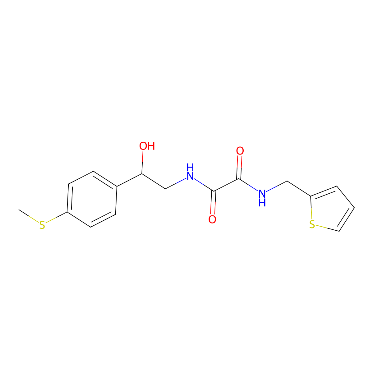 N1-(2-hydroxy-2-(4-(methylthio)phenyl)ethyl)-N2-(thiophen-2-ylmethyl)oxalamide molecular structure, CAS 1448136-96-6