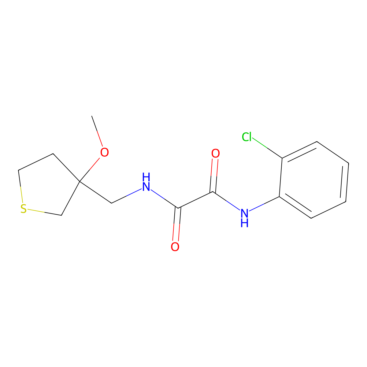 N1-(2-chlorophenyl)-N2-((3-methoxytetrahydrothiophen-3-yl)methyl)oxalamide molecular structure, CAS 1448136-97-7