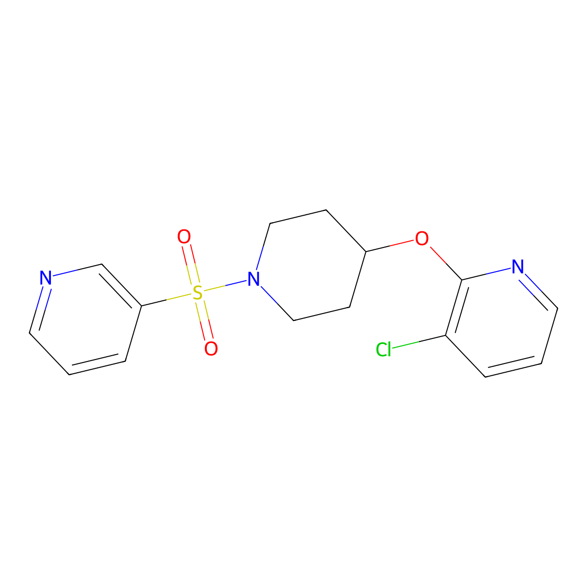 3-Chloro-2-((1-(pyridin-3-ylsulfonyl)piperidin-4-yl)oxy)pyridine molecular structure, CAS 1448137-05-0