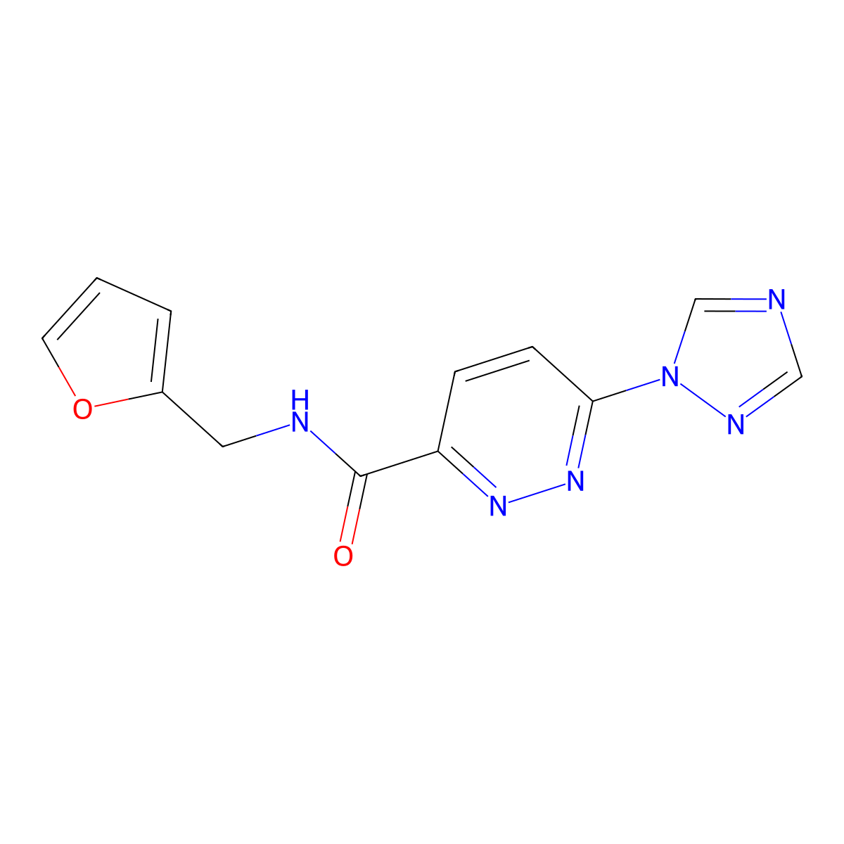 N-(furan-2-ylmethyl)-6-(1H-1,2,4-triazol-1-yl)pyridazine-3-carboxamide molecular structure, CAS 1448137-09-4