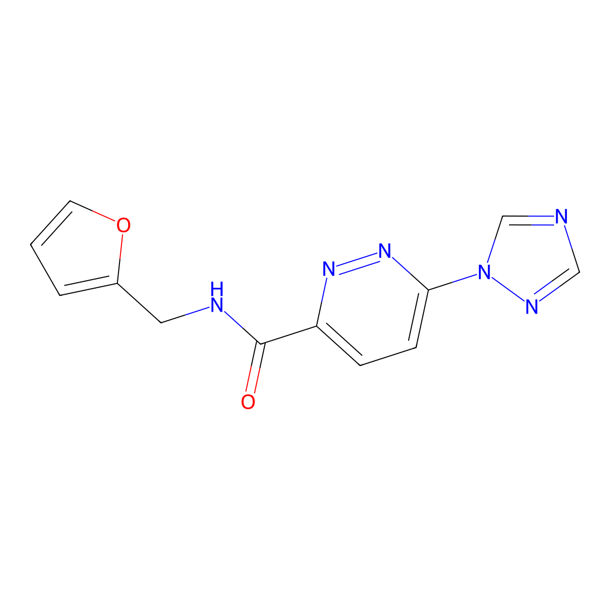 N-(furan-2-ylmethyl)-6-(1H-1,2,4-triazol-1-yl)pyridazine-3-carboxamide molecular structure, CAS 1448137-09-4