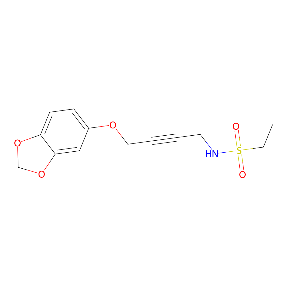 N-(4-(benzo[d][1,3]dioxol-5-yloxy)but-2-yn-1-yl)ethanesulfonamide molecular structure, CAS 1448137-14-1