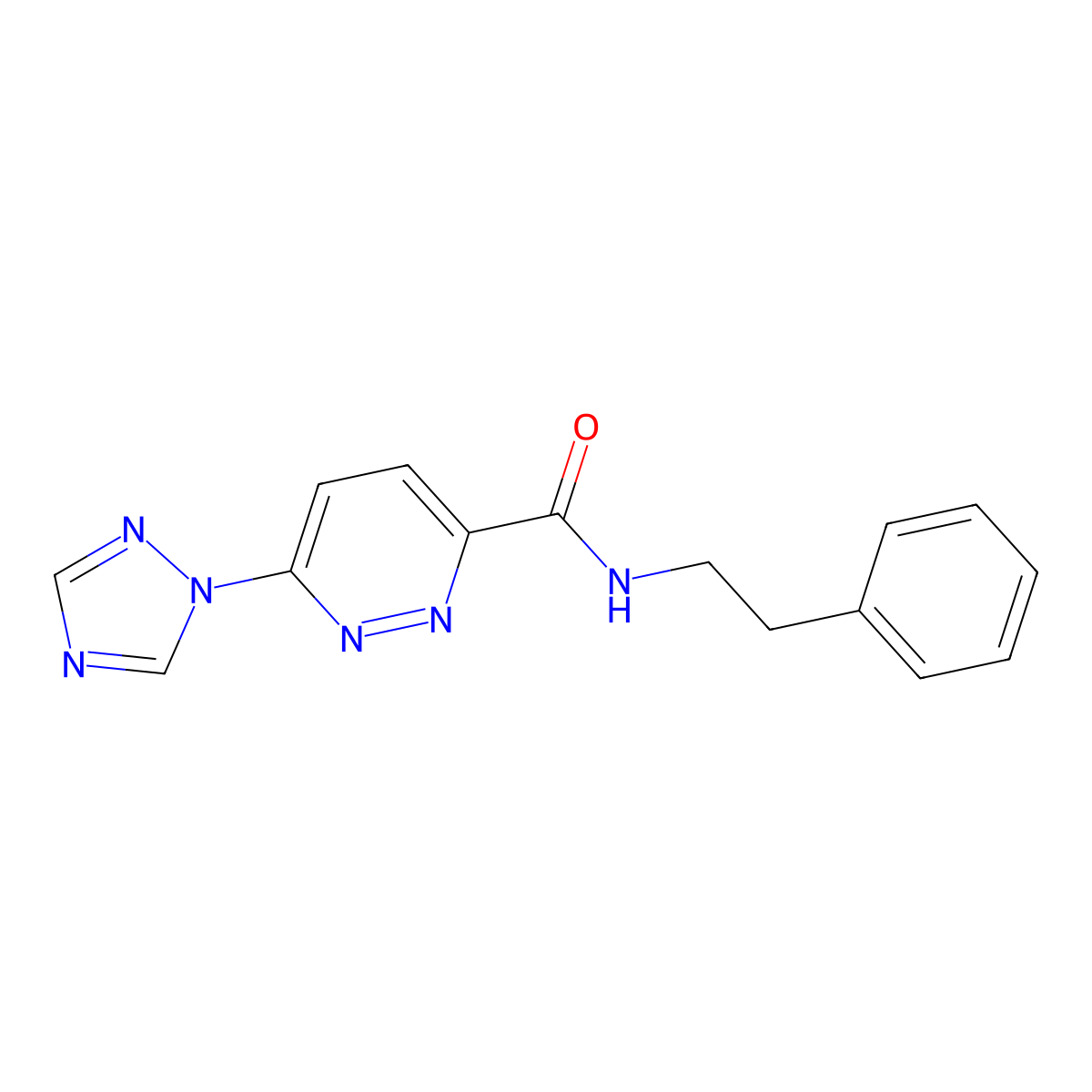 N-phenethyl-6-(1H-1,2,4-triazol-1-yl)pyridazine-3-carboxamide molecular structure, CAS 1448137-15-2