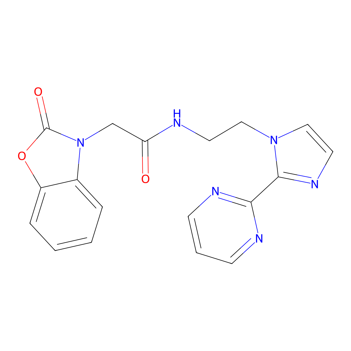2-(2-oxobenzo[d]oxazol-3(2H)-yl)-N-(2-(2-(pyrimidin-2-yl)-1H-imidazol-1-yl)ethyl)acetamide molecular structure, CAS 1448137-16-3