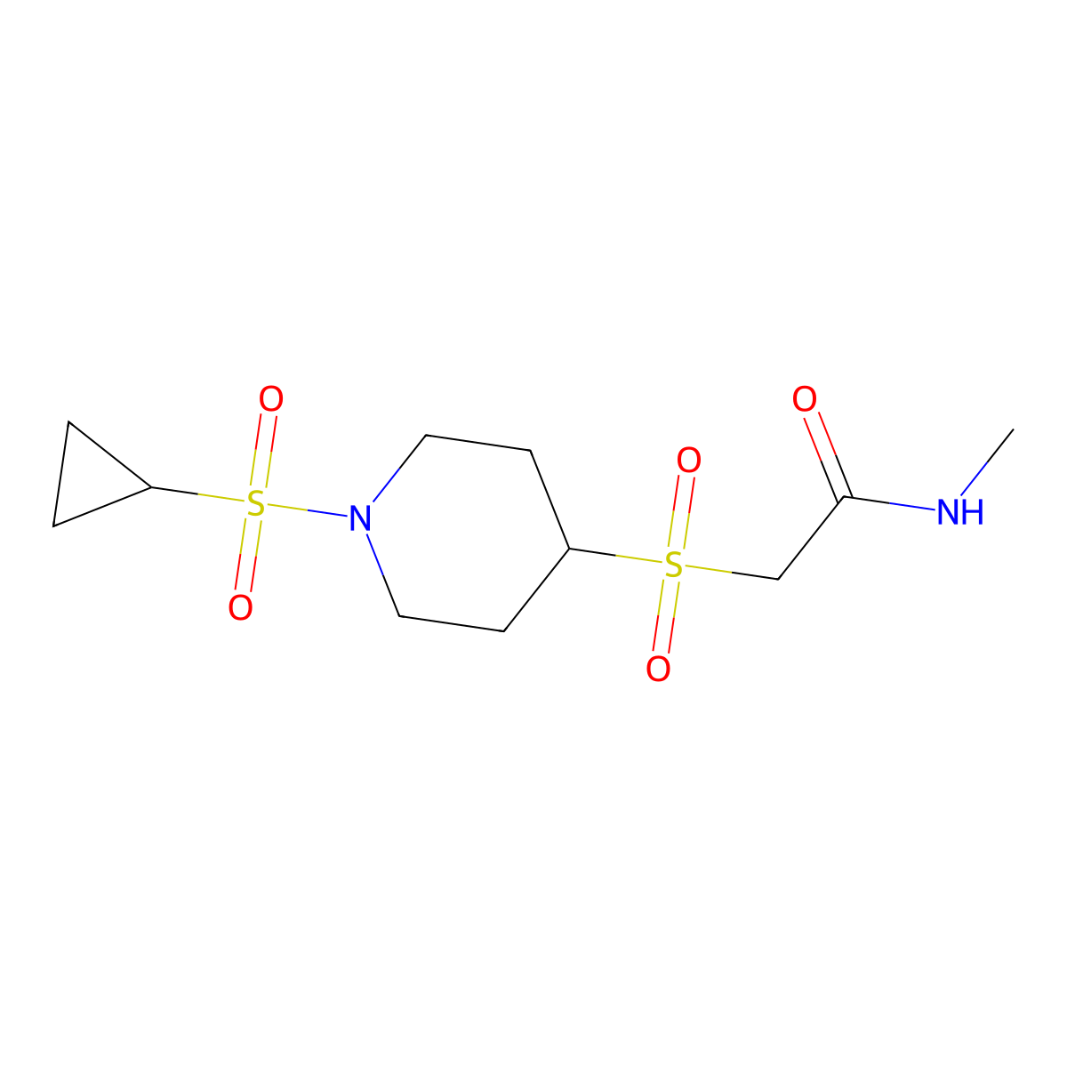 2-((1-(cyclopropylsulfonyl)piperidin-4-yl)sulfonyl)-N-methylacetamide molecular structure, CAS 1448137-20-9