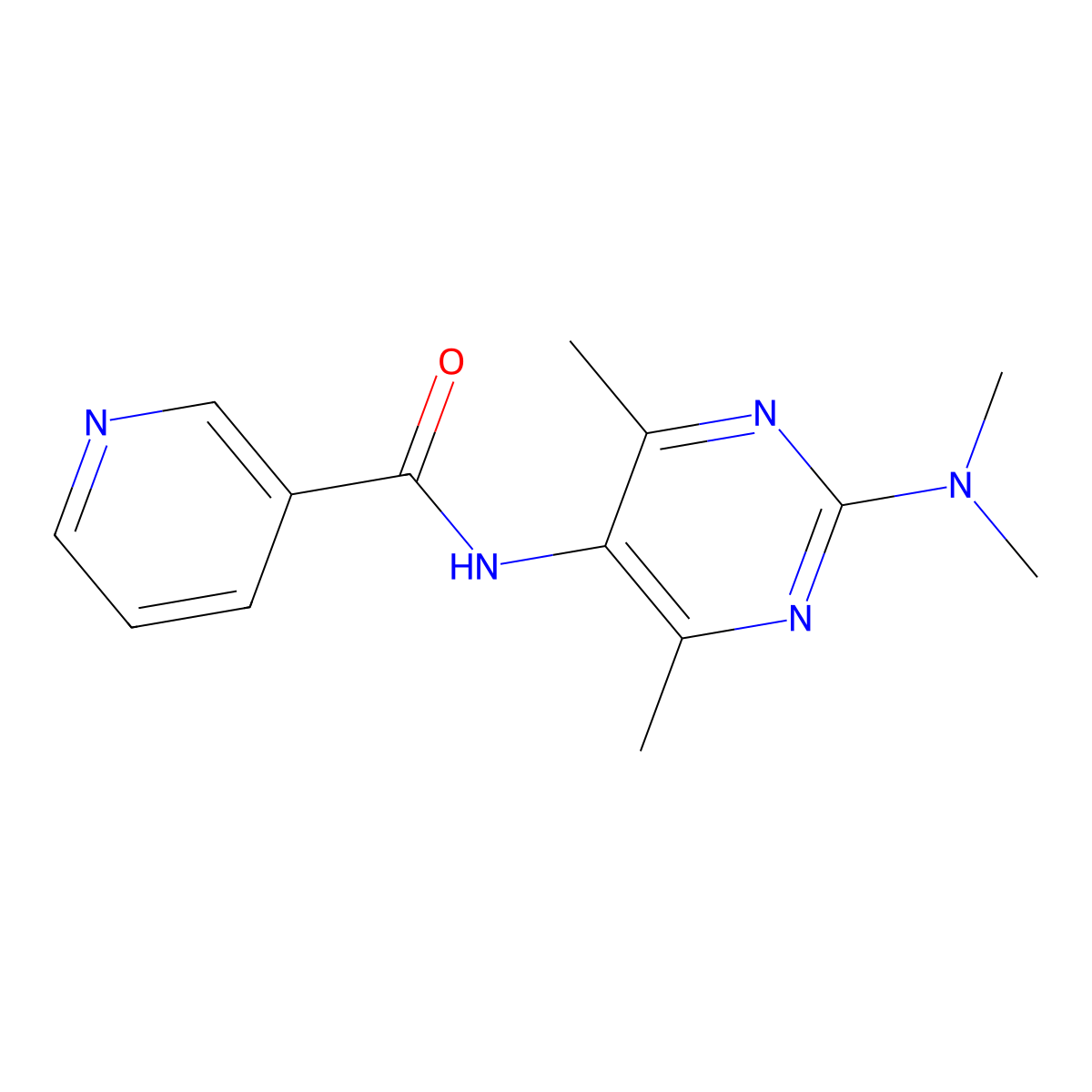 N-(2-(dimethylamino)-4,6-dimethylpyrimidin-5-yl)nicotinamide molecular structure, CAS 1448137-23-2