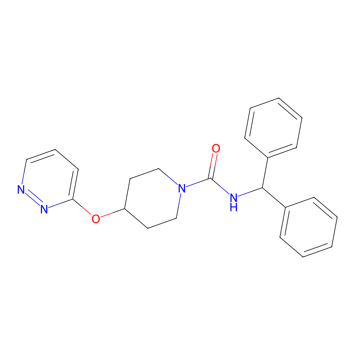 N-benzhydryl-4-(pyridazin-3-yloxy)piperidine-1-carboxamide molecular structure, CAS 1448137-30-1