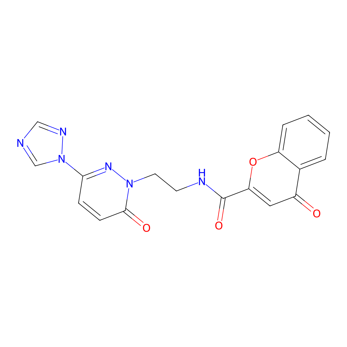 4-oxo-N-(2-(6-oxo-3-(1H-1,2,4-triazol-1-yl)pyridazin-1(6H)-yl)ethyl)-4H-chromene-2-carboxamide molecular structure, CAS 1448137-33-4