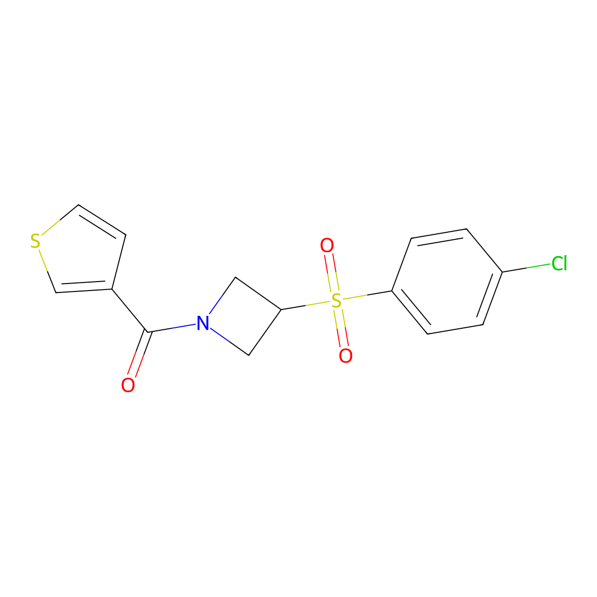 (3-((4-Chlorophenyl)sulfonyl)azetidin-1-yl)(thiophen-3-yl)methanone molecular structure, CAS 1448137-34-5