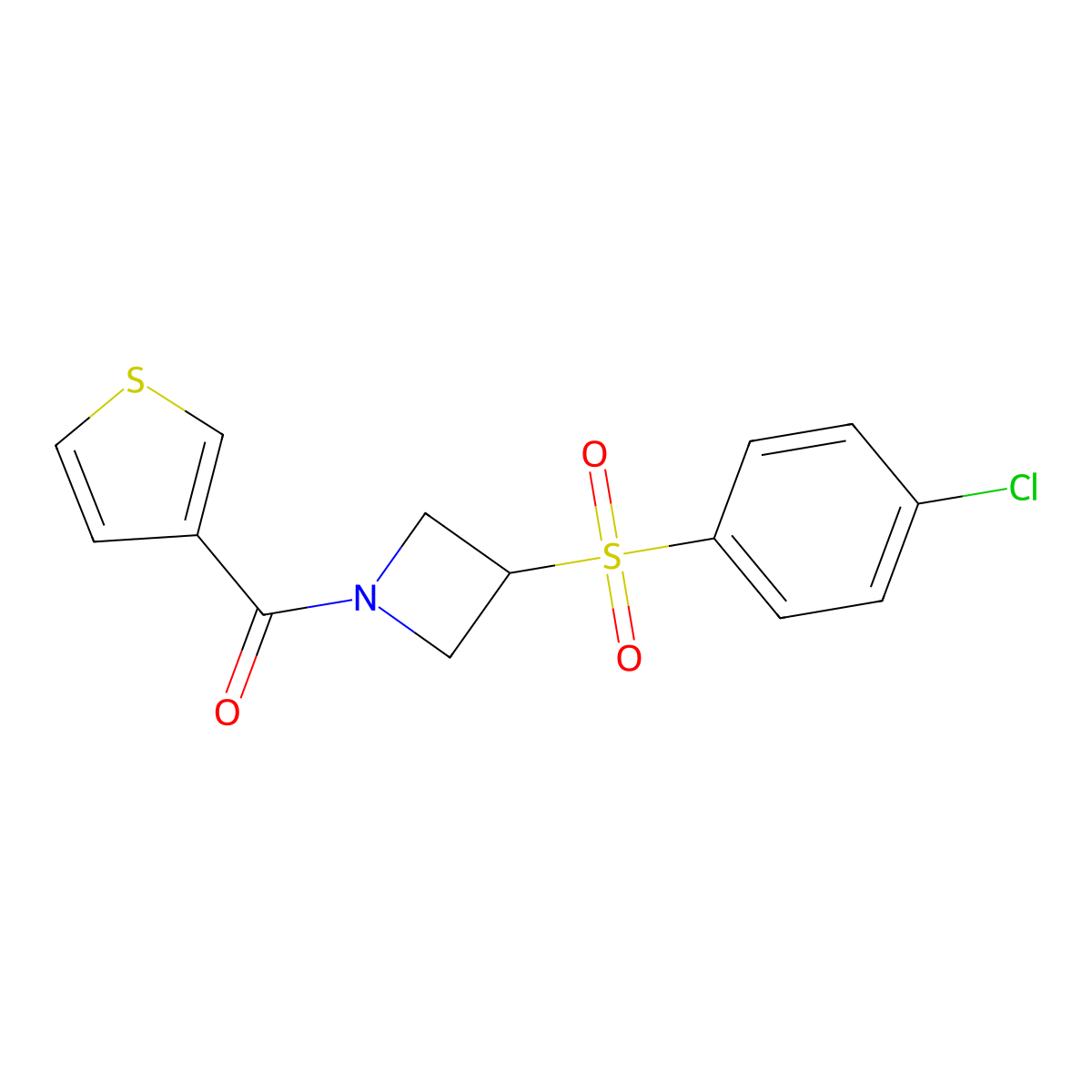 (3-((4-Chlorophenyl)sulfonyl)azetidin-1-yl)(thiophen-3-yl)methanone molecular structure, CAS 1448137-34-5