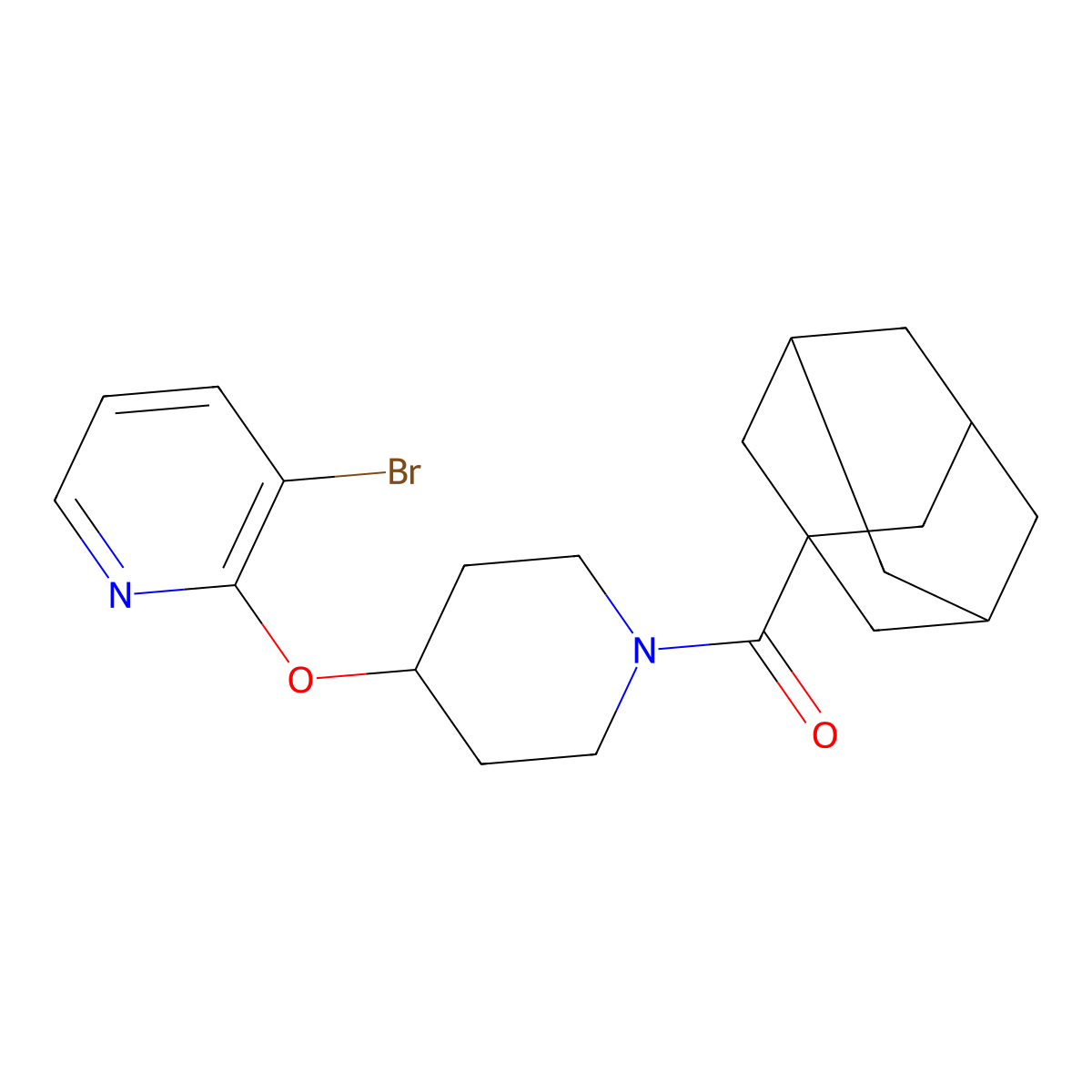 2-{[1-(Adamantane-1-carbonyl)piperidin-4-yl]oxy}-3-bromopyridine molecular structure, CAS 1448137-36-7