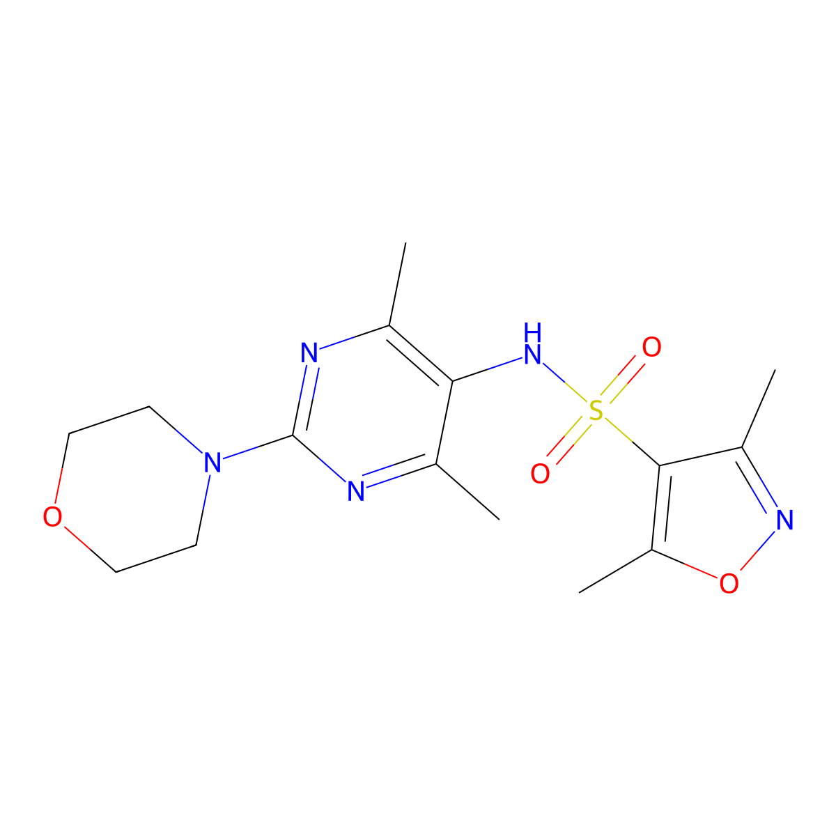 N-(4,6-dimethyl-2-morpholinopyrimidin-5-yl)-3,5-dimethylisoxazole-4-sulfonamide molecular structure, CAS 1448137-37-8