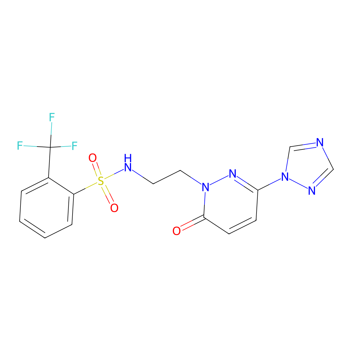 N-(2-(6-oxo-3-(1H-1,2,4-triazol-1-yl)pyridazin-1(6H)-yl)ethyl)-2-(trifluoromethyl)benzenesulfonamide molecular structure, CAS 1448137-39-0