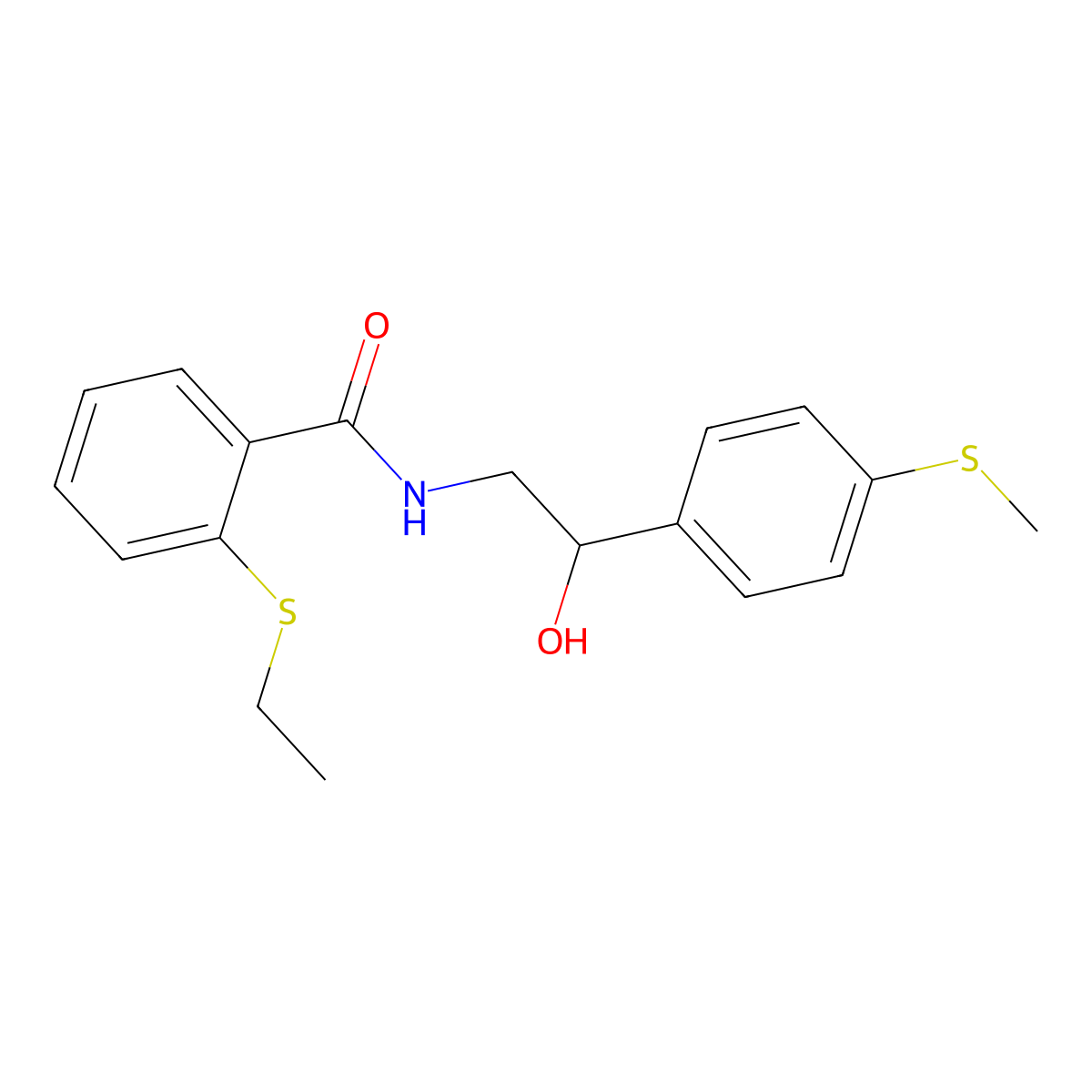 2-(ethylthio)-N-(2-hydroxy-2-(4-(methylthio)phenyl)ethyl)benzamide molecular structure, CAS 1448137-40-3