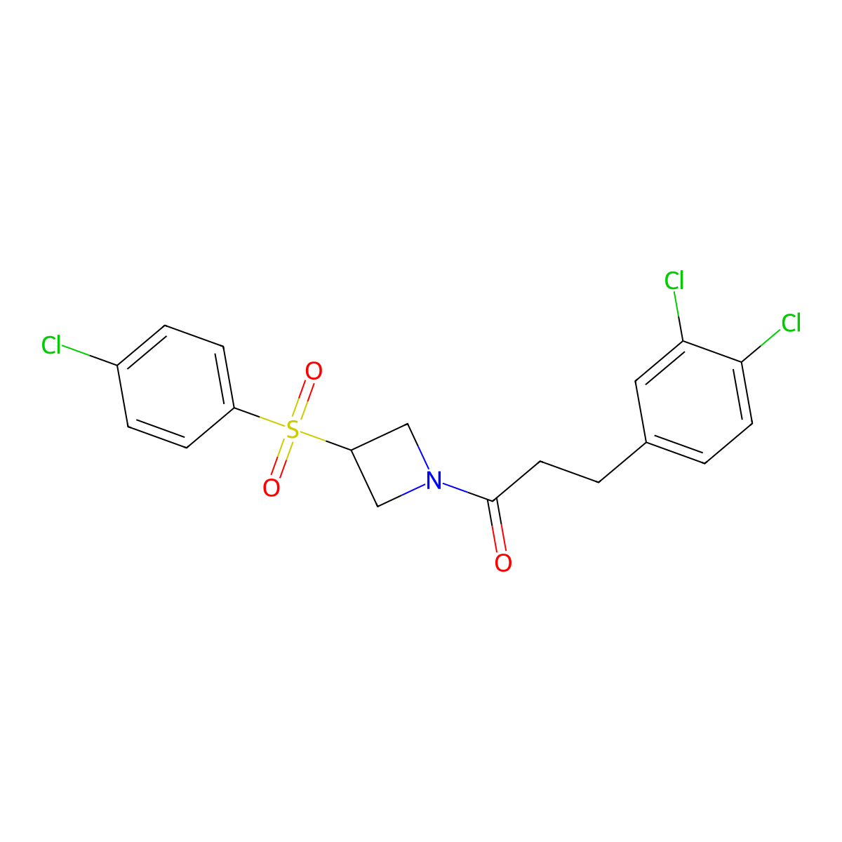 1-(3-((4-Chlorophenyl)sulfonyl)azetidin-1-yl)-3-(3,4-dichlorophenyl)propan-1-one molecular structure, CAS 1448137-41-4
