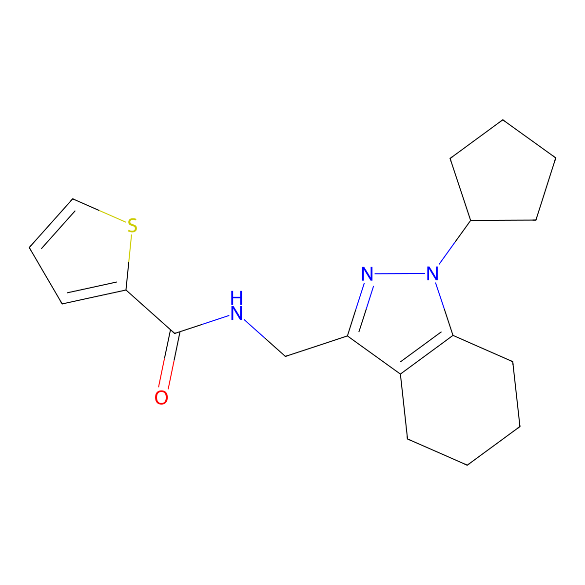 N-[(1-cyclopentyl-4,5,6,7-tetrahydro-1H-indazol-3-yl)methyl]thiophene-2-carboxamide molecular structure, CAS 1448137-43-6