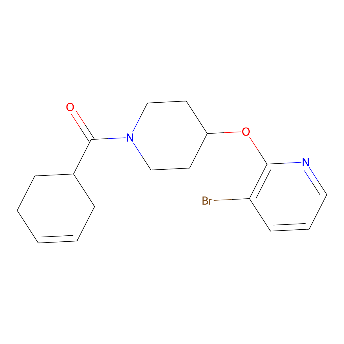 (4-((3-Bromopyridin-2-yl)oxy)piperidin-1-yl)(cyclohex-3-en-1-yl)methanone molecular structure, CAS 1448137-49-2