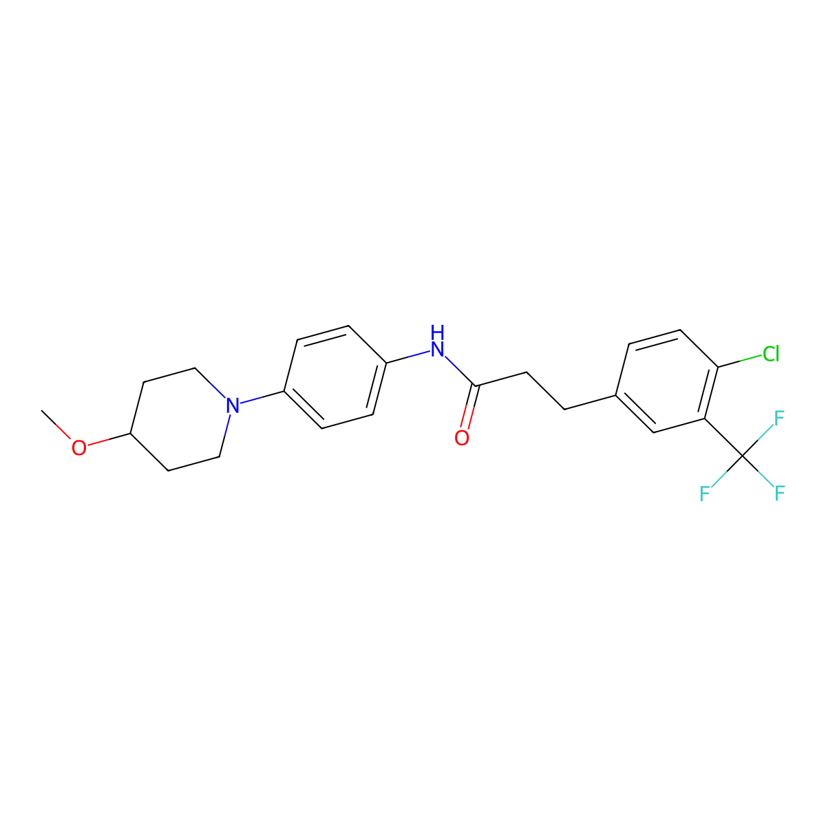 3-[4-Chloro-3-(trifluoromethyl)phenyl]-N-[4-(4-methoxypiperidin-1-YL)phenyl]propanamide molecular structure, CAS 1448137-51-6