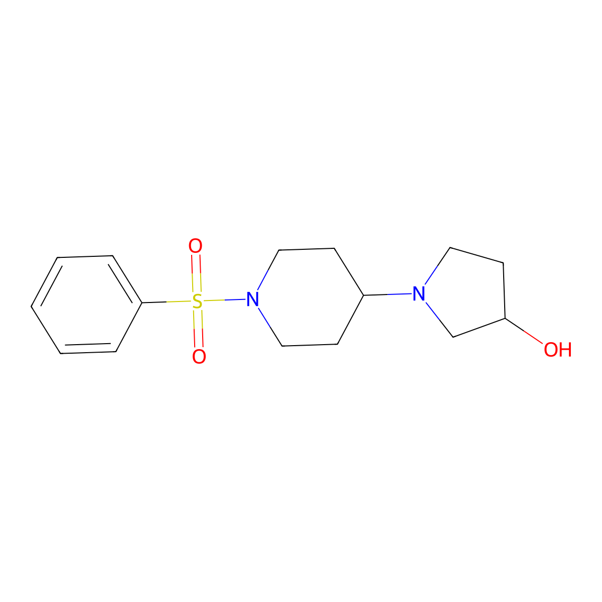1-(1-(Phenylsulfonyl)piperidin-4-yl)pyrrolidin-3-ol molecular structure, CAS 1448137-57-2