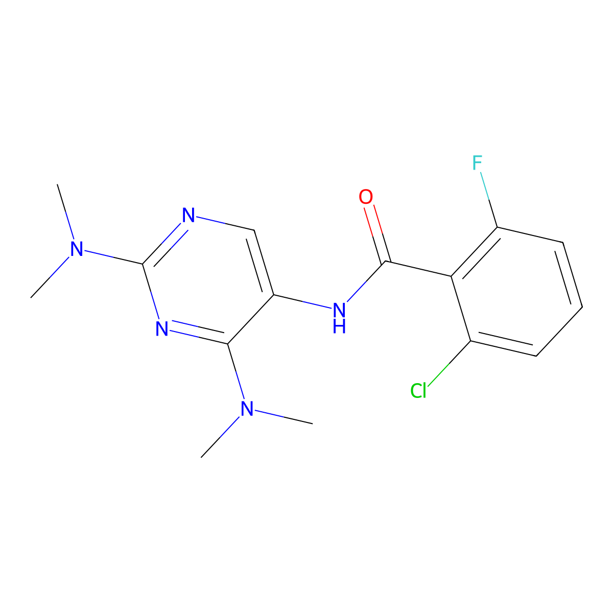N-[2,4-Bis(dimethylamino)pyrimidin-5-YL]-2-chloro-6-fluorobenzamide molecular structure, CAS 1448137-58-3