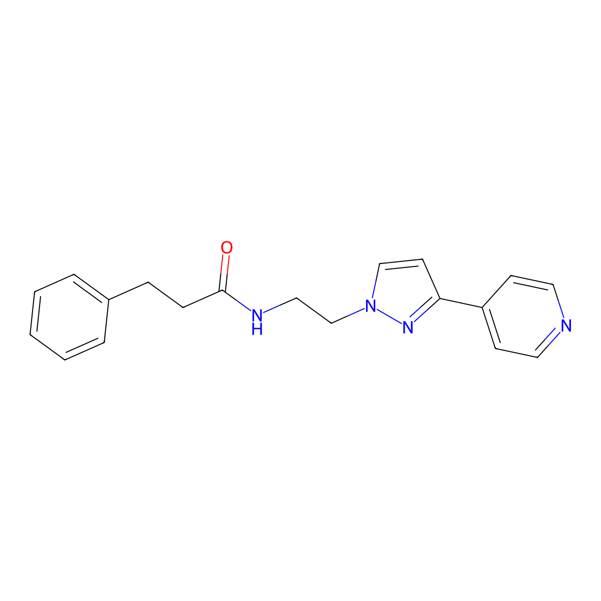 3-phenyl-N-(2-(3-(pyridin-4-yl)-1H-pyrazol-1-yl)ethyl)propanamide molecular structure, CAS 1448137-62-9