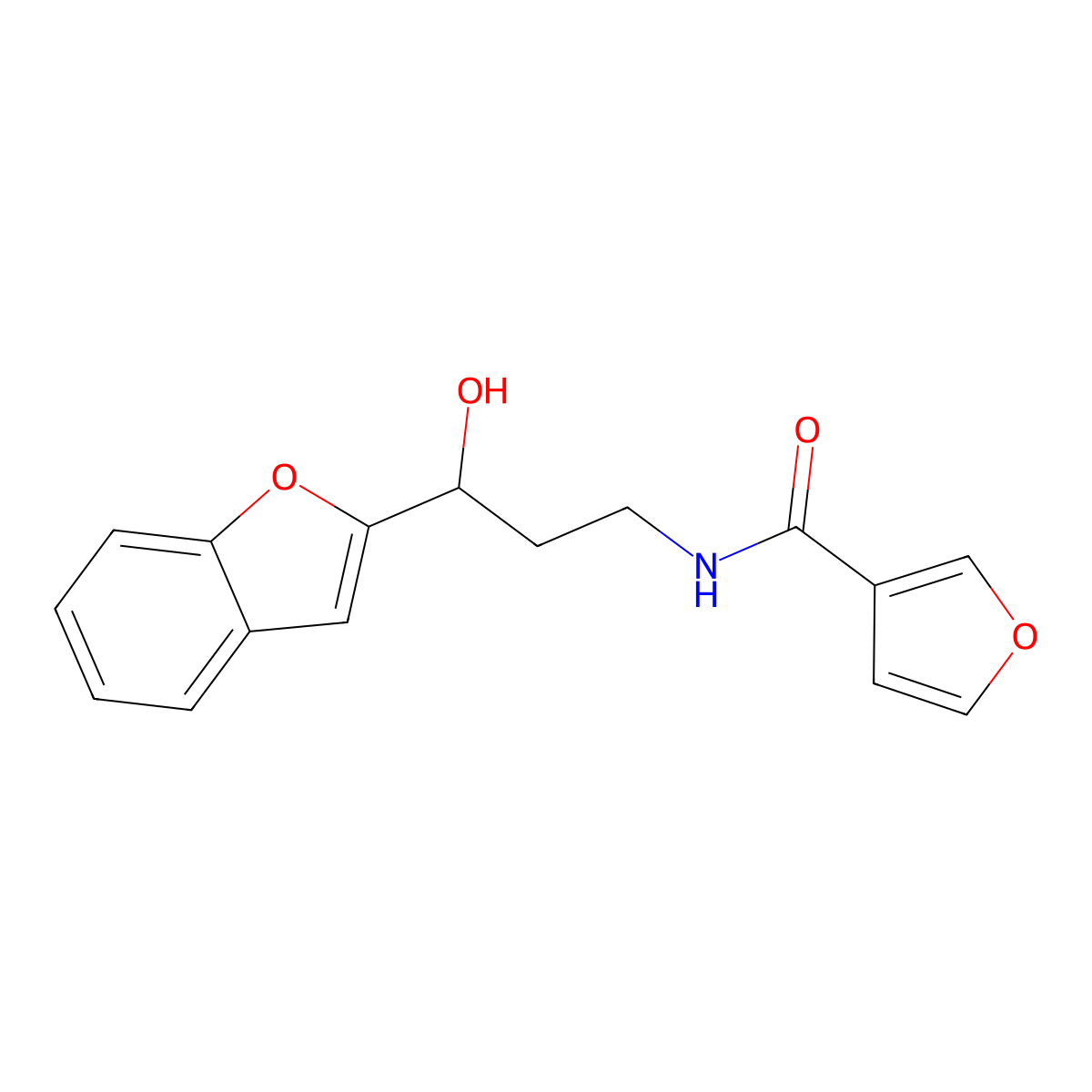 N-(3-(benzofuran-2-yl)-3-hydroxypropyl)furan-3-carboxamide molecular structure, CAS 1448137-64-1