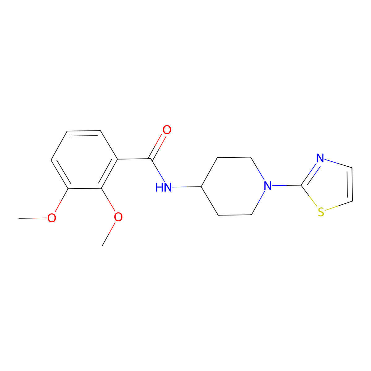 2,3-dimethoxy-N-(1-(thiazol-2-yl)piperidin-4-yl)benzamide molecular structure, CAS 1448137-65-2