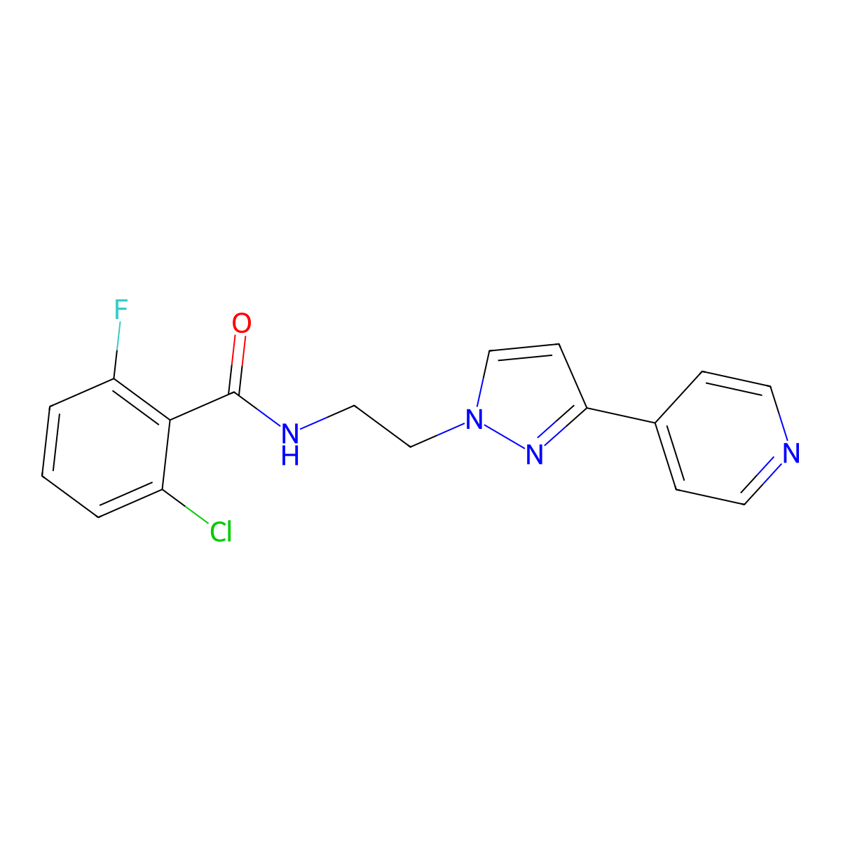 2-chloro-6-fluoro-N-{2-[3-(pyridin-4-yl)-1H-pyrazol-1-yl]ethyl}benzamide molecular structure, CAS 1448137-66-3