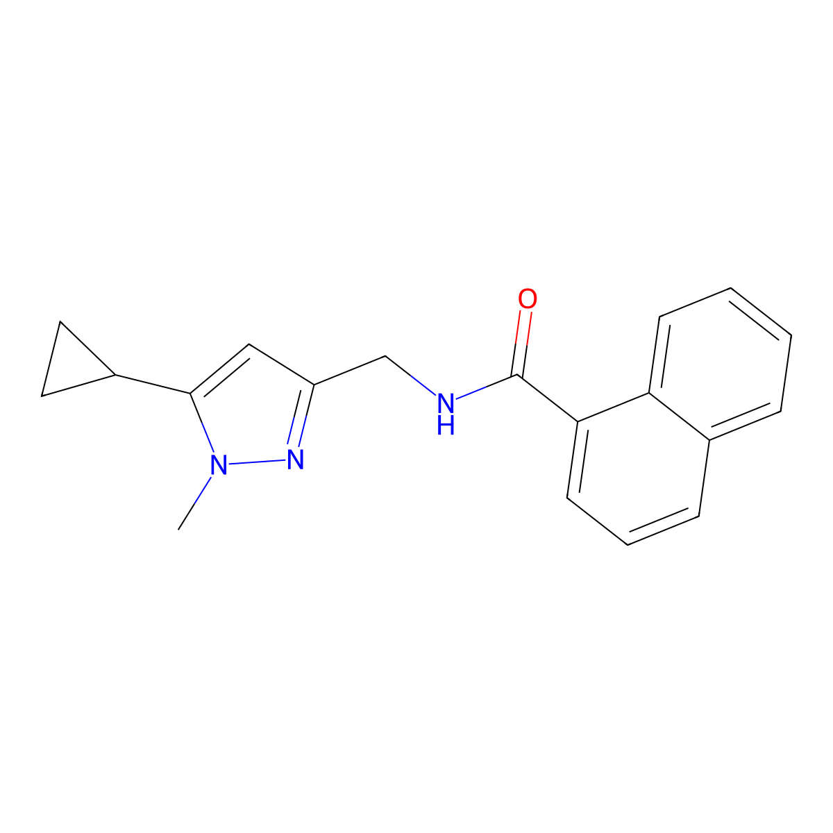N-((5-cyclopropyl-1-methyl-1H-pyrazol-3-yl)methyl)-1-naphthamide molecular structure, CAS 1448137-67-4