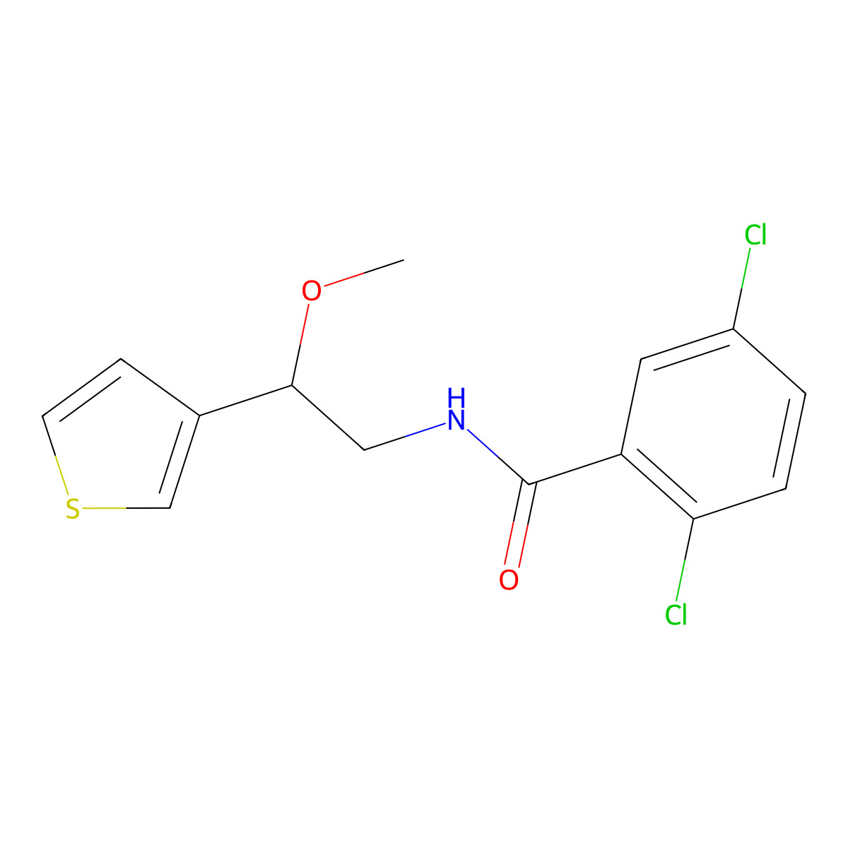 2,5-Dichloro-N-[2-methoxy-2-(thiophen-3-YL)ethyl]benzamide molecular structure, CAS 1448137-70-9