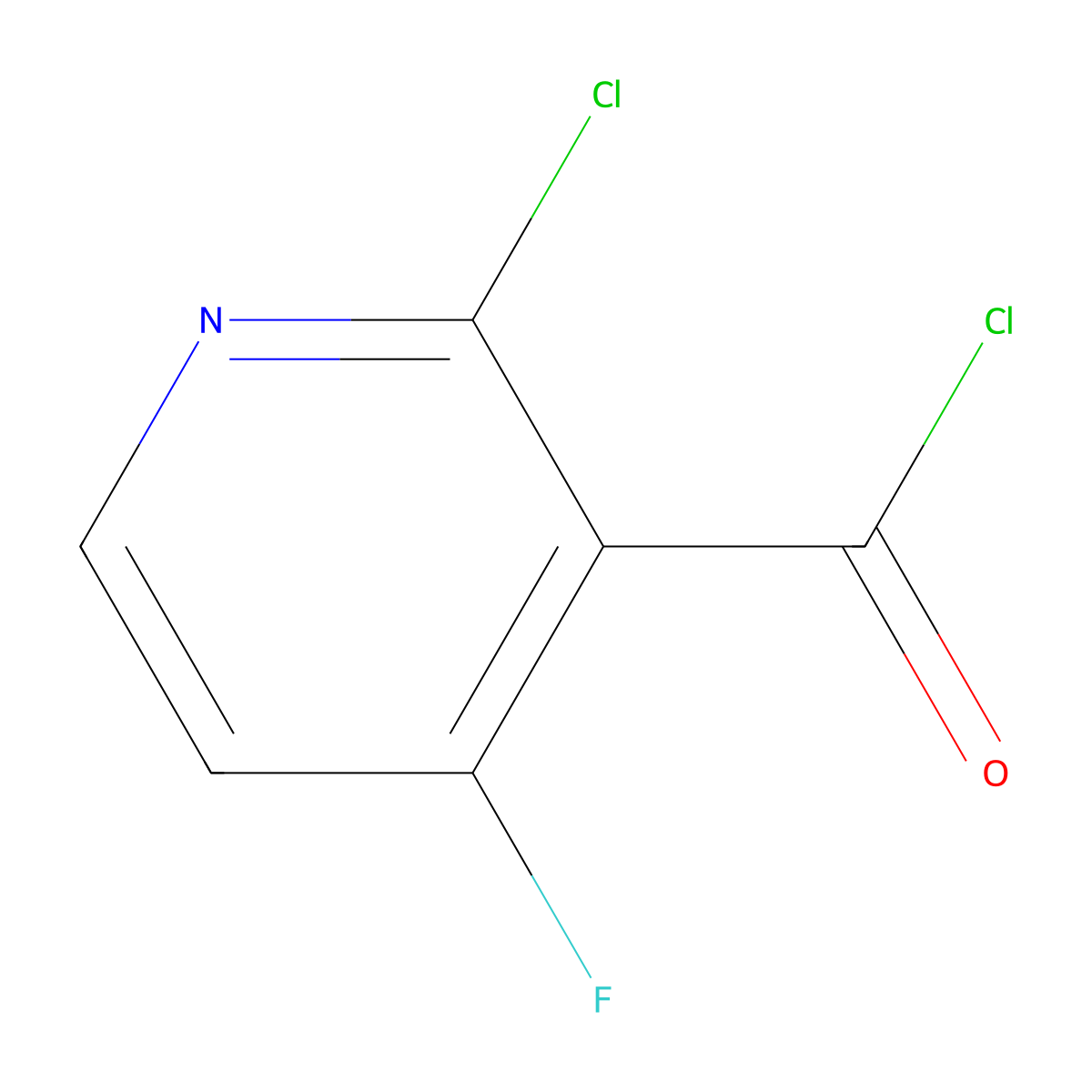 2-Chloro-4-fluoropyridine-3-carbonyl chloride molecular structure, CAS 1448155-98-3