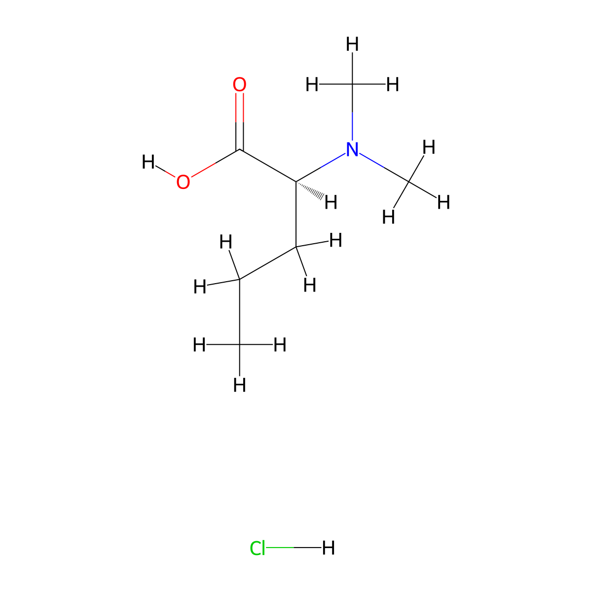 (2S)-2-(dimethylamino)pentanoic acid hydrochloride molecular structure, CAS 1448178-88-8