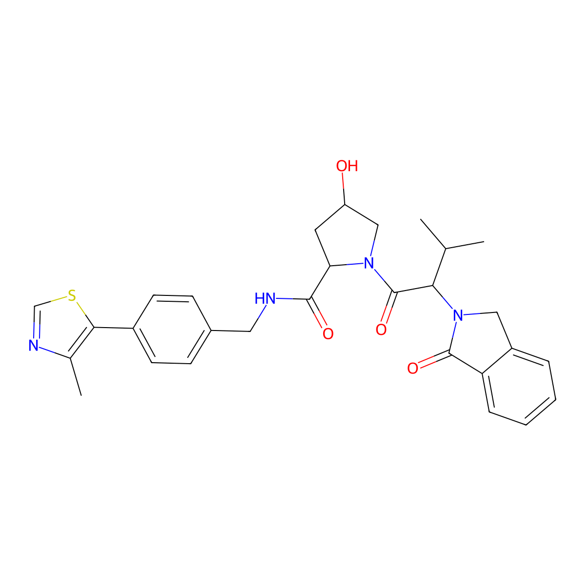 (2S,4R)-4-hydroxy-1-((S)-3-methyl-2-(1-oxoisoindolin-2-yl)butanoyl)-N-(4-(4-methylthiazol-5-yl)benzyl)pyrrolidine-2-carboxamide molecular structure, CAS 1448188-57-5