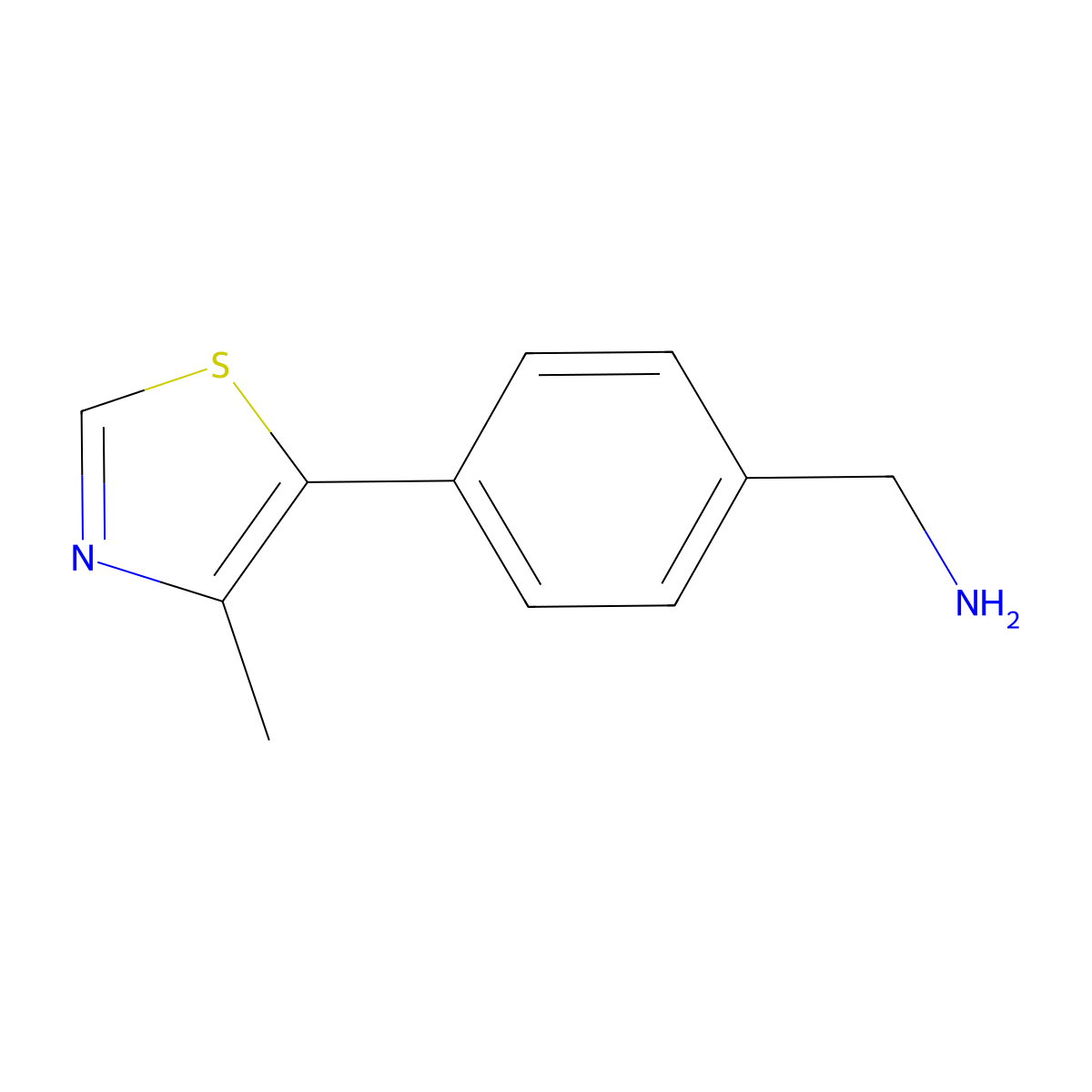(4-(4-Methyl-1,3-thiazol-5-yl)phenyl)methanamine molecular structure, CAS 1448189-30-7
