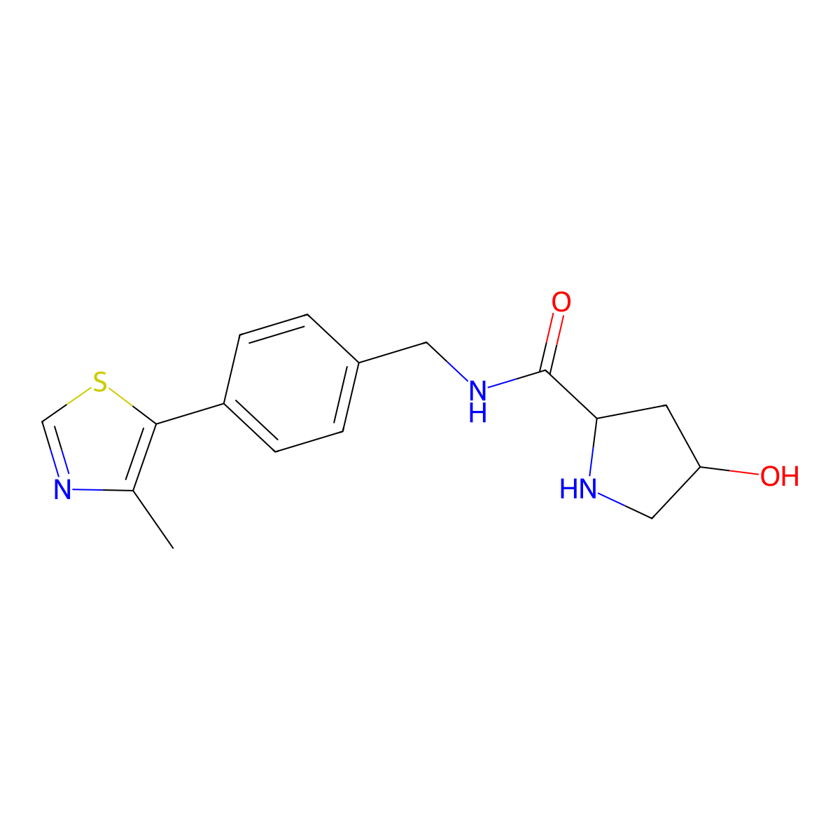 (2S,4R)-4-hydroxy-N-(4-(4-methylthiazol-5-yl)benzyl)pyrrolidine-2-carboxamide molecular structure, CAS 1448189-45-4
