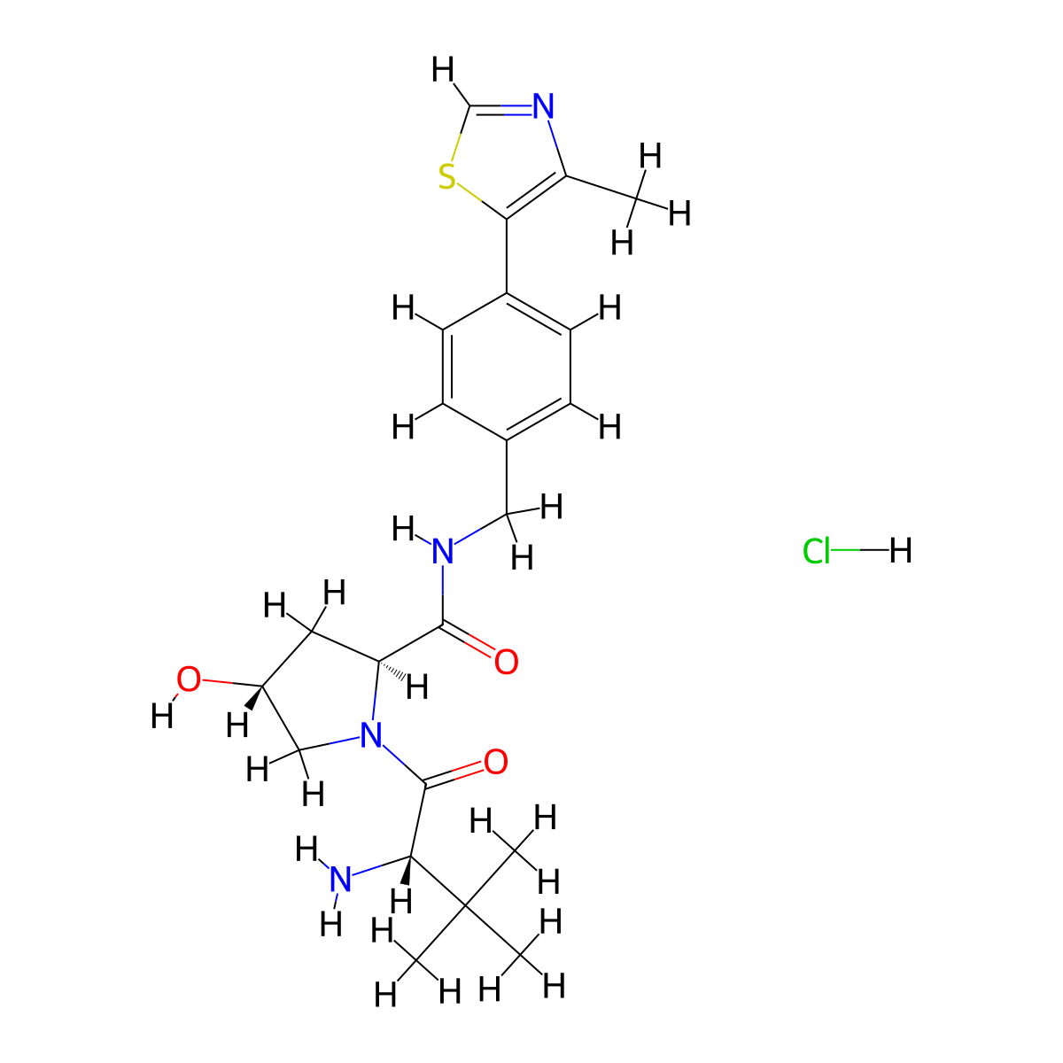 (2S,4R)-1-((S)-2-amino-3,3-dimethylbutanoyl)-4-hydroxy-N-(4-(4-methylthiazol-5-yl)benzyl)pyrrolidine-2-carboxamide hydrochloride molecular structure, CAS 1448189-80-7