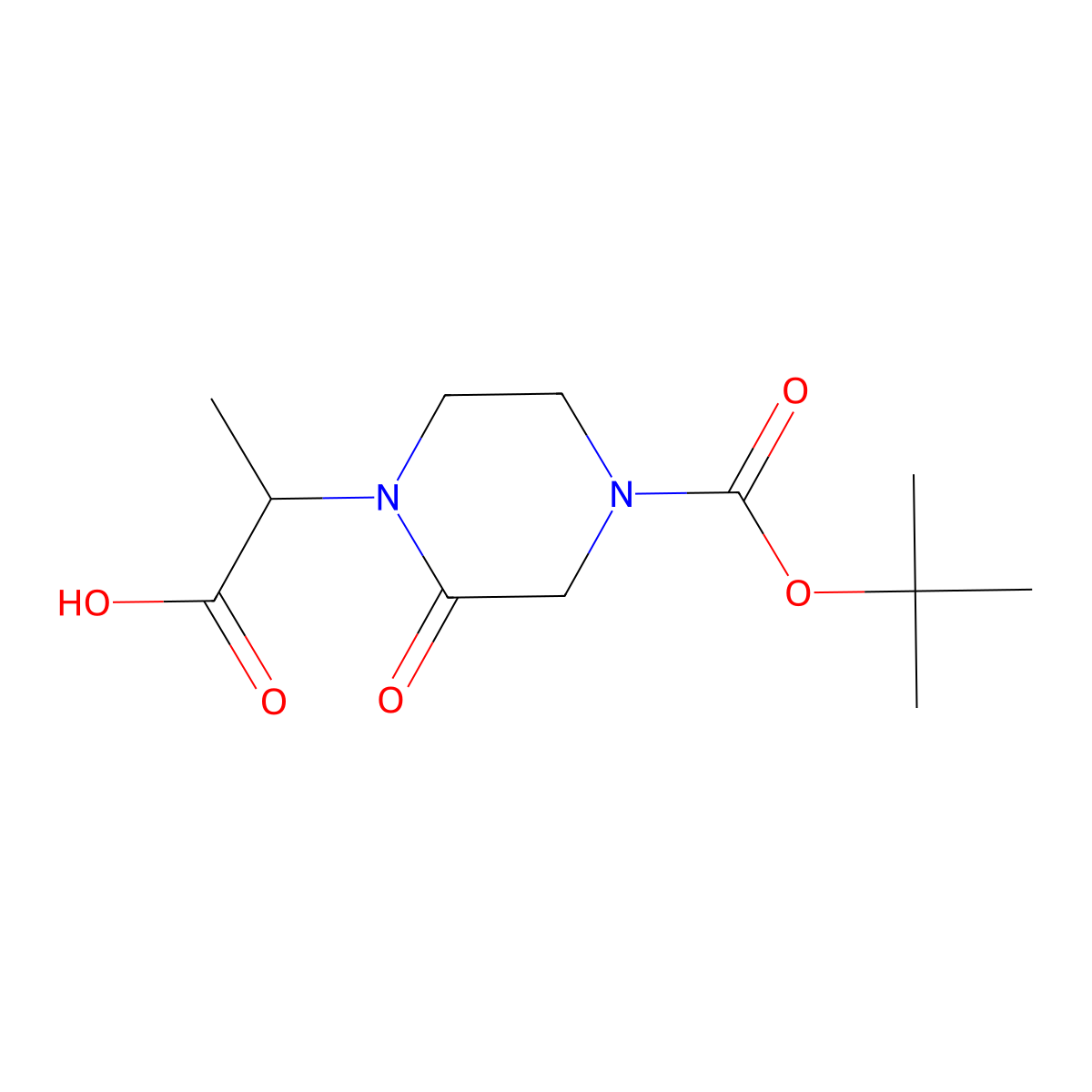 2-{4-[(Tert-butoxy)carbonyl]-2-oxopiperazin-1-yl}propanoic acid molecular structure, CAS 1448189-81-8