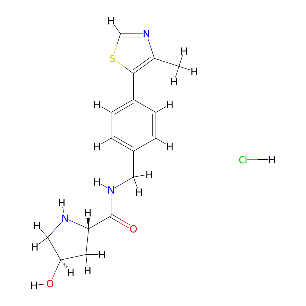 (2S,4R)-4-Hydroxy-N-(4-(4-methylthiazol-5-yl)benzyl)pyrrolidine-2-carboxamide hydrochloride molecular structure, CAS 1448189-90-9
