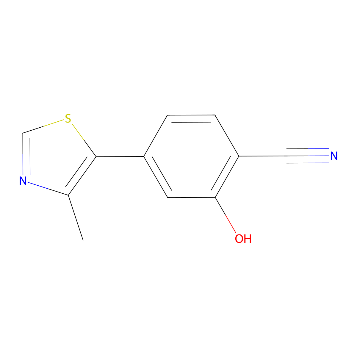 2-Hydroxy-4-(4-methylthiazol-5-yl)benzonitrile molecular structure, CAS 1448190-10-0