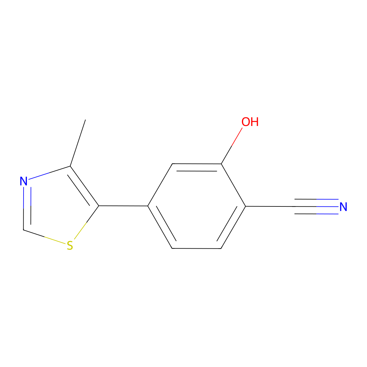 2-Hydroxy-4-(4-methylthiazol-5-yl)benzonitrile molecular structure, CAS 1448190-10-0
