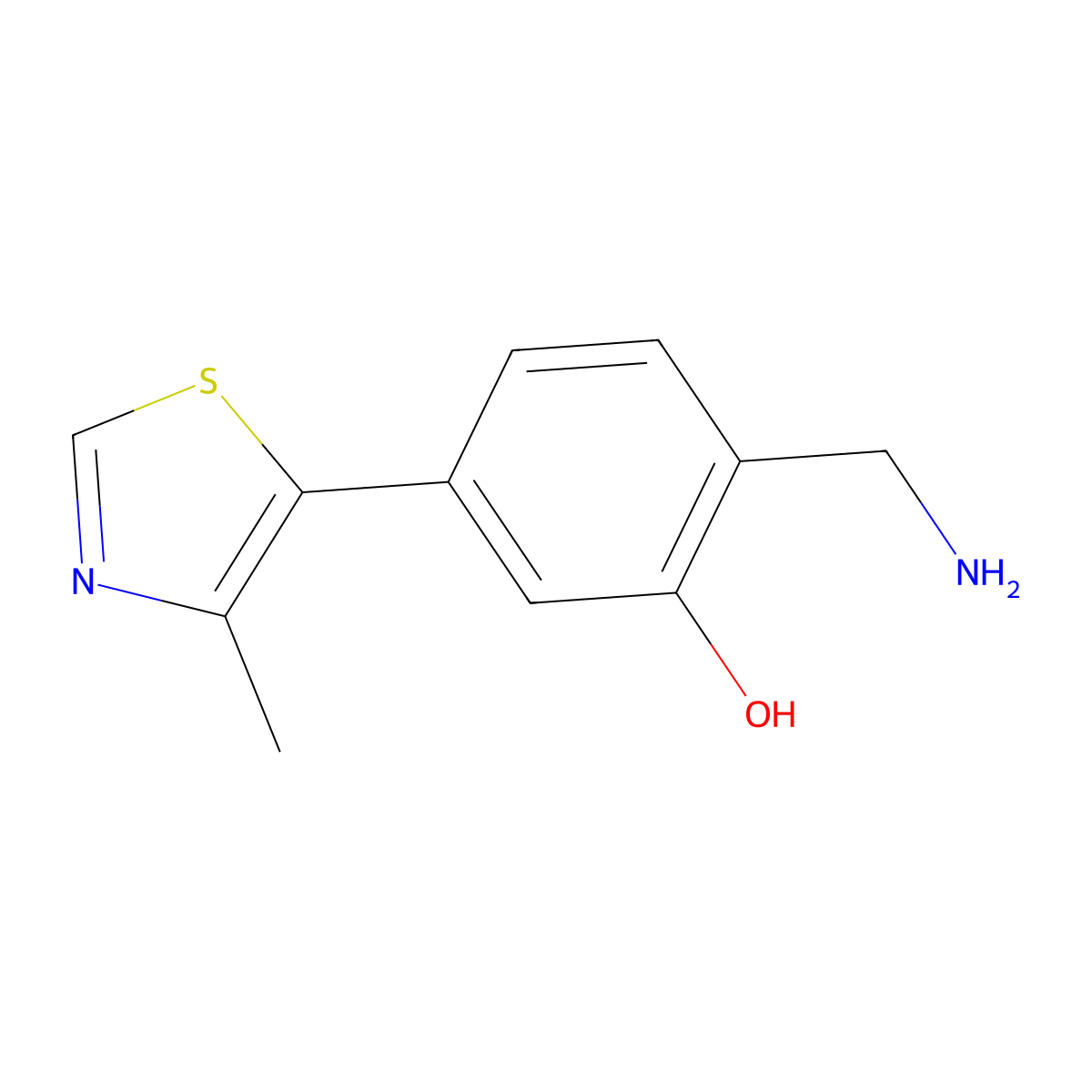 2-(Aminomethyl)-5-(4-methyl-5-thiazolyl)phenol molecular structure, CAS 1448190-11-1