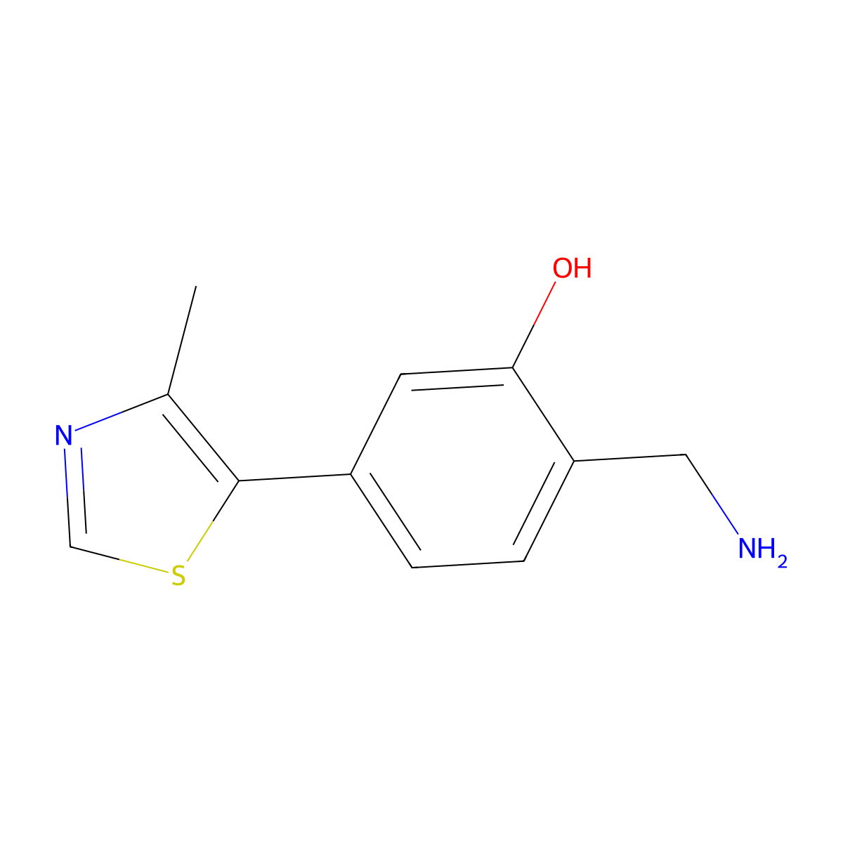 2-(Aminomethyl)-5-(4-methyl-5-thiazolyl)phenol molecular structure, CAS 1448190-11-1