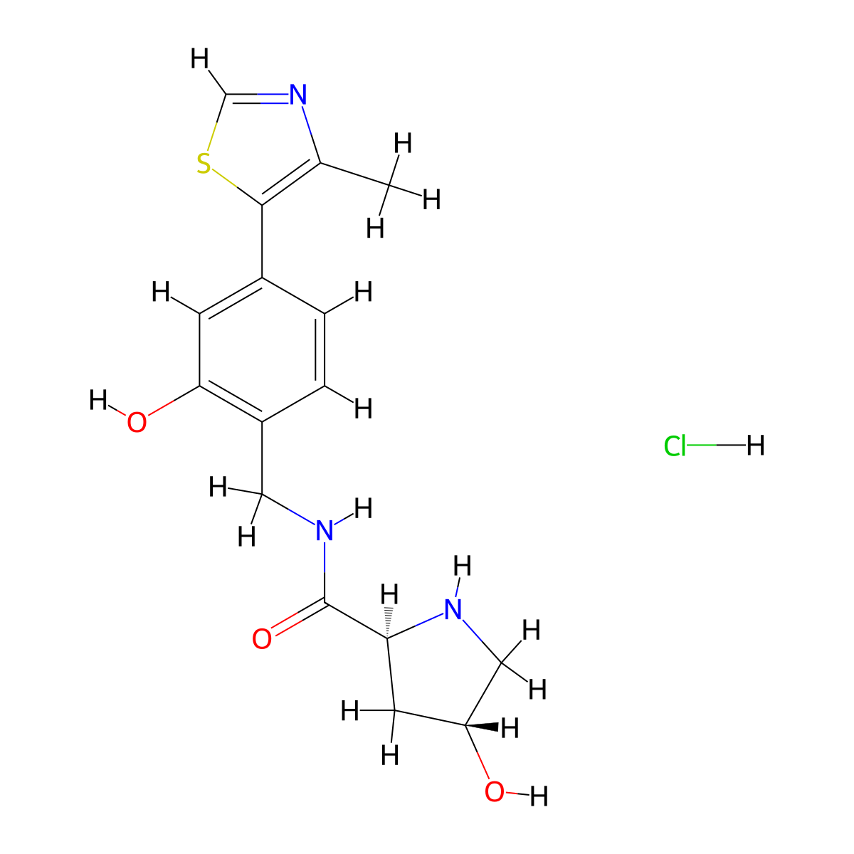 (2S,4R)-4-Hydroxy-N-(2-hydroxy-4-(4-methylthiazol-5-yl)benzyl)pyrrolidine-2-carboxamide hydrochloride molecular structure, CAS 1448190-13-3