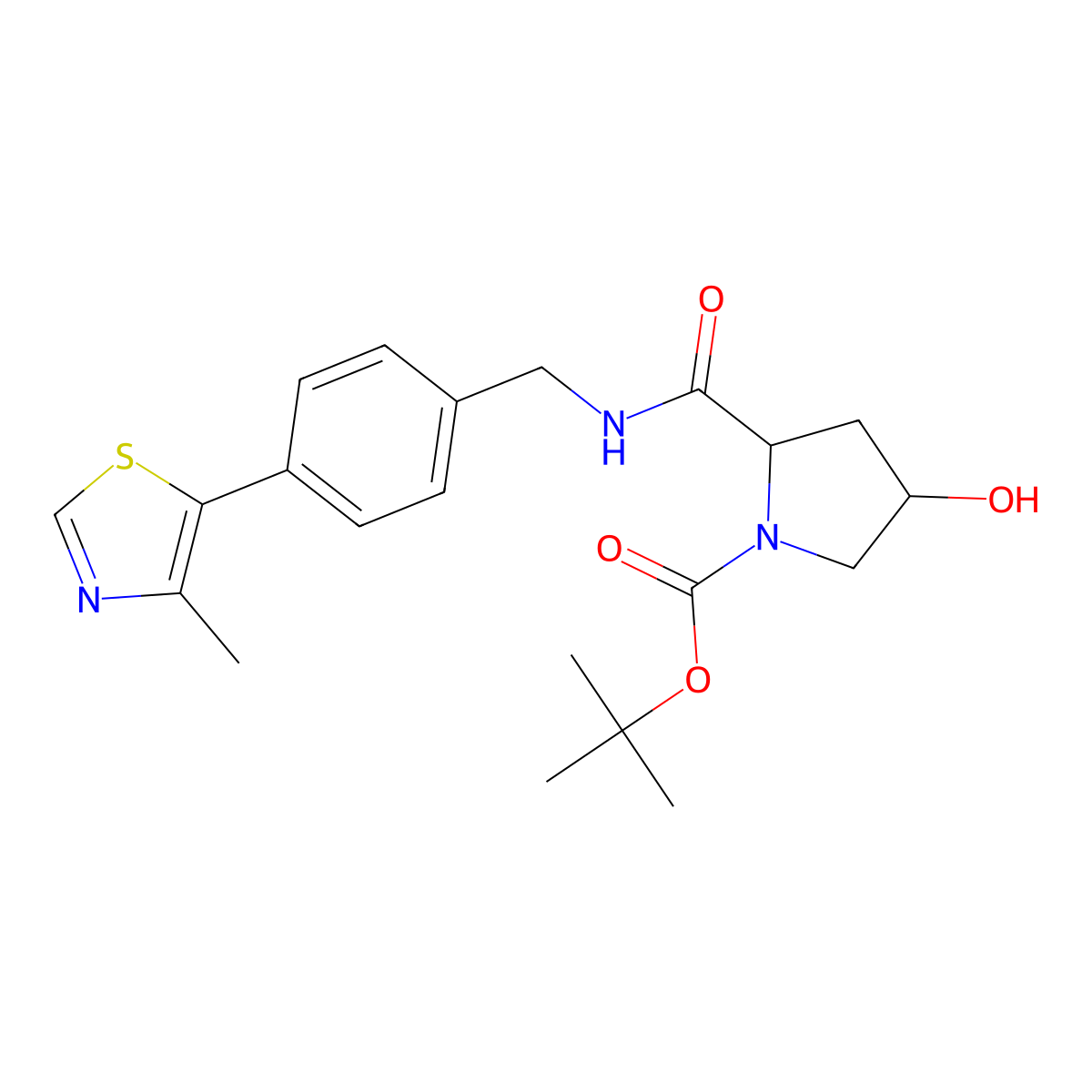 (2S,4R)-tert-butyl 4-hydroxy-2-((4-(4-methylthiazol-5-yl)benzyl)carbamoyl)pyrrolidine-1-carboxylate molecular structure, CAS 1448191-54-5