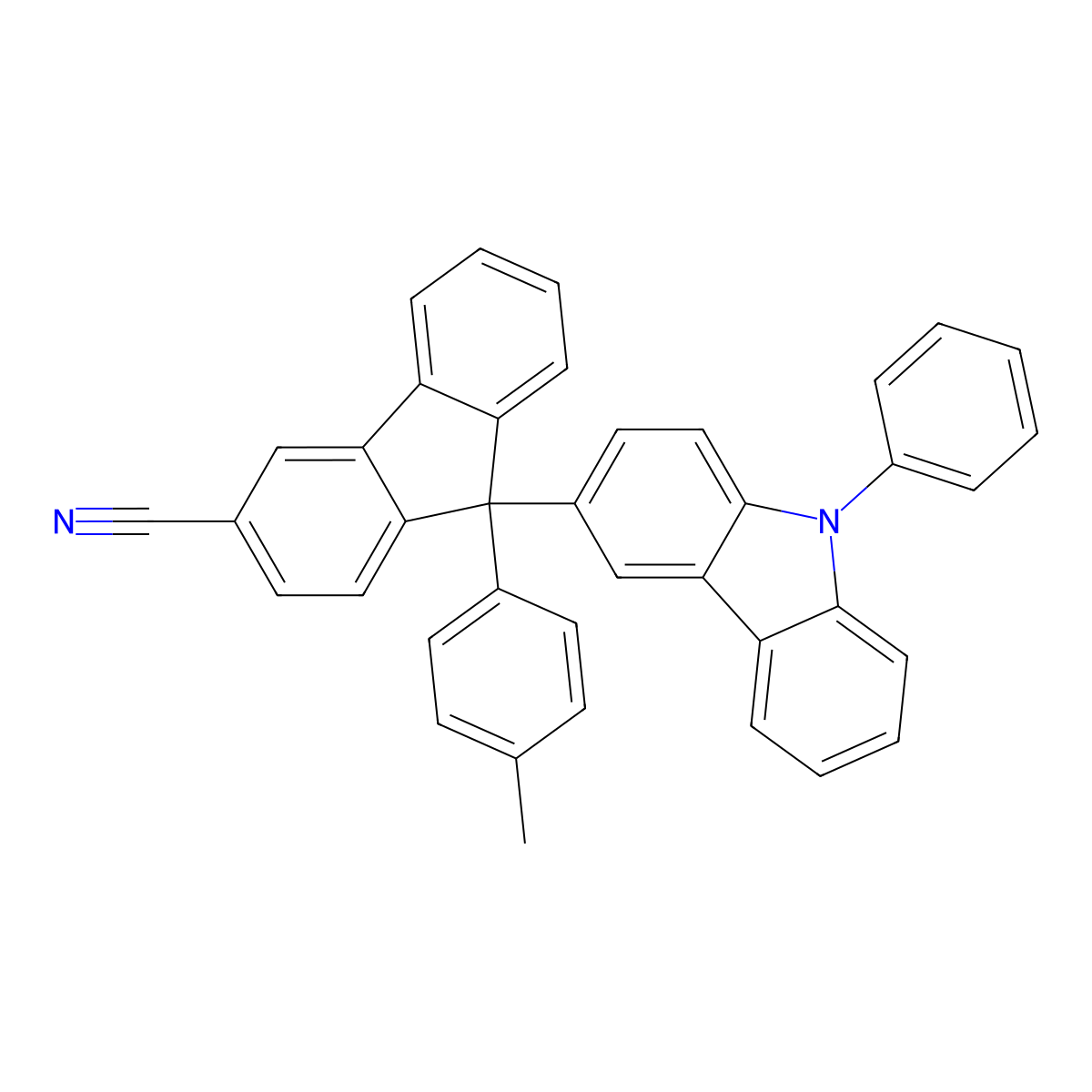 9-(4-methylphenyl)-9-(9-phenyl-9H-carbazol-3-yl)-9H-fluorene-3-carbonitrile molecular structure, CAS 1448222-36-3