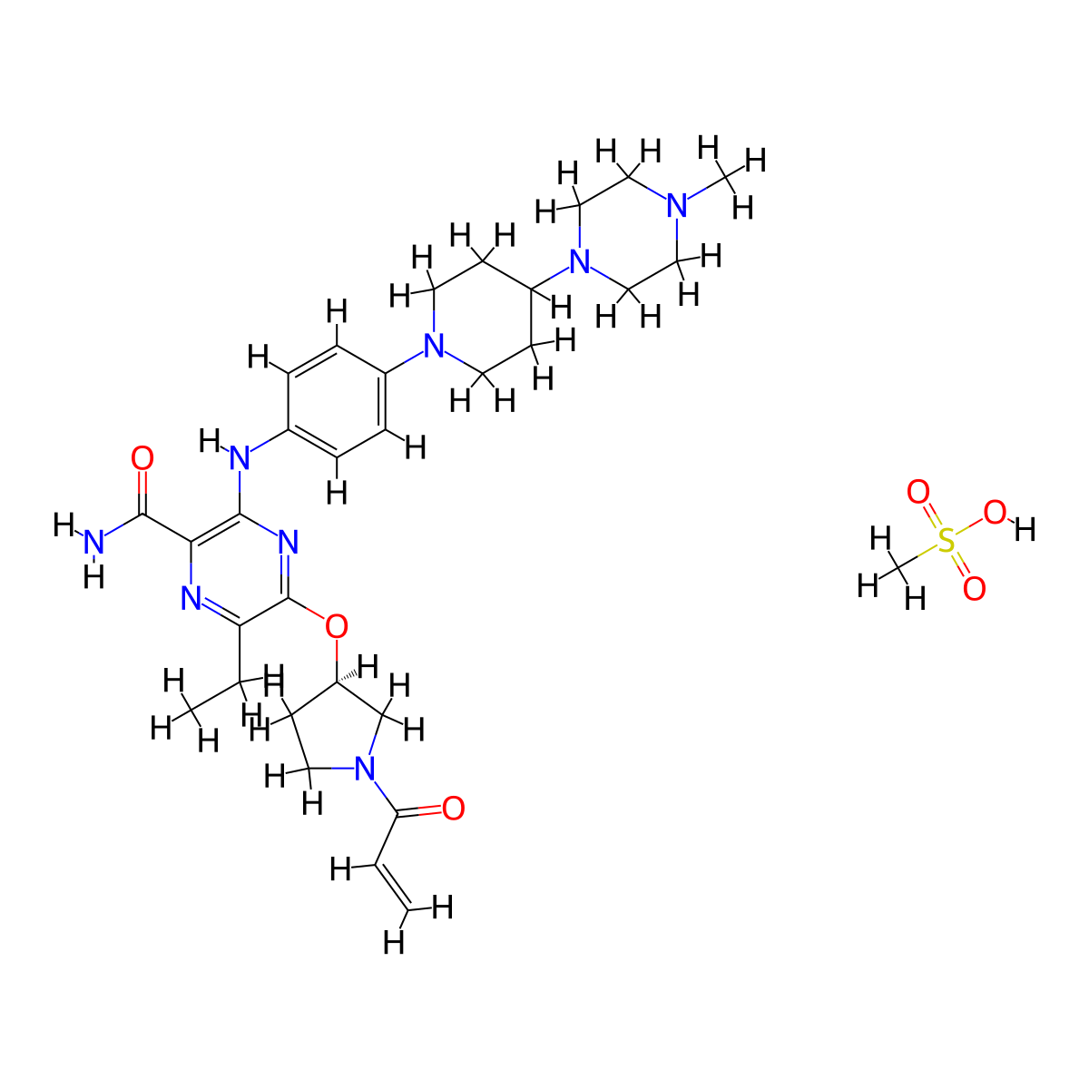 Naquotinib Mesylate molecular structure, CAS 1448237-05-5