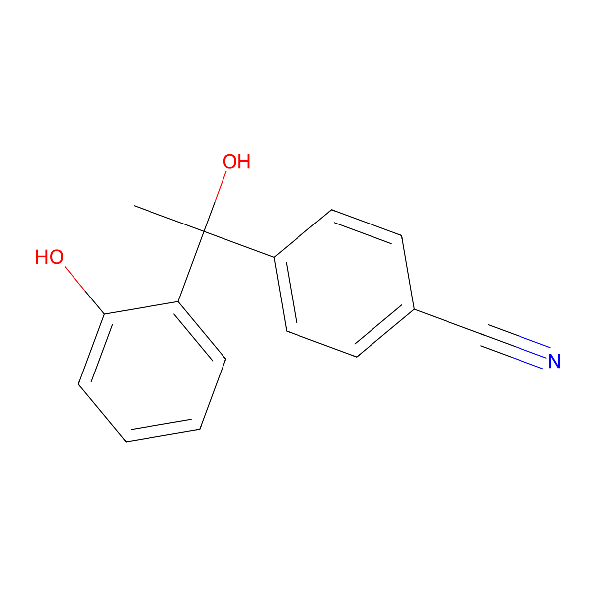 4-(1-Hydroxy-1-(2-hydroxyphenyl)ethyl)benzonitrile molecular structure, CAS 1448251-29-3
